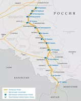 Предполагаемая схема строительства газопровода «Алтай»