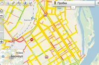Ситуация с пробками в центре Барнаула в 10:55