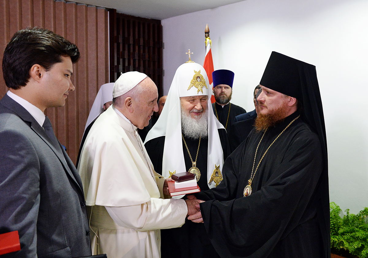 Епископ Каллистрат с Папой Римским и патриархом Кириллом