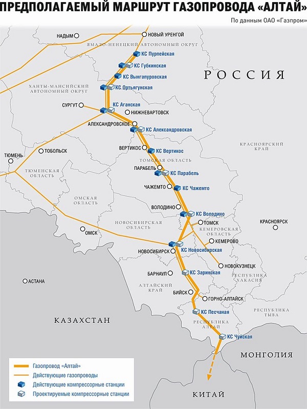 Газпром ждет Китая согласования цены поставок голубого топлива алтайскому маршруту