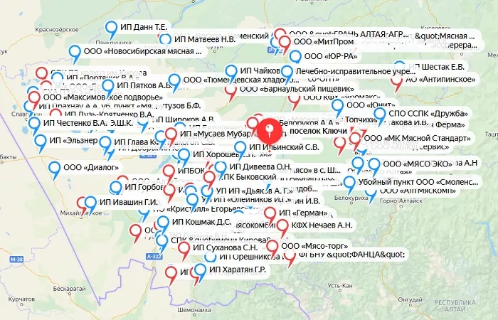 Власти Алтайского края представили «убойную» карту пунктов разделки мяса