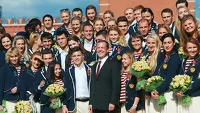 Дмитрий Медведев на чествовании российских олимпиоников