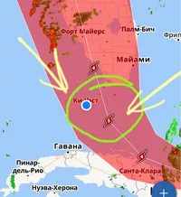 Схема прохождения урагана Ирма