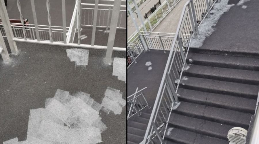 Барнаульский «Покрас Лампас» нарушил баланс белого и измазал краской лестницу в Нагорном парке