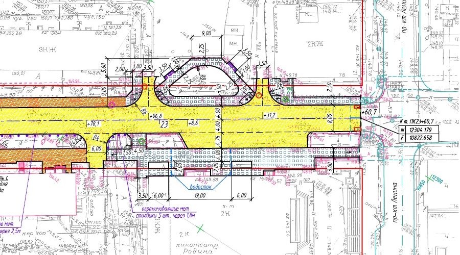Проектом на этом пересечении предусмотрена плитка