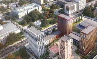 Новый ЖК на площади Сахарова на фоне возможного будущего окружения