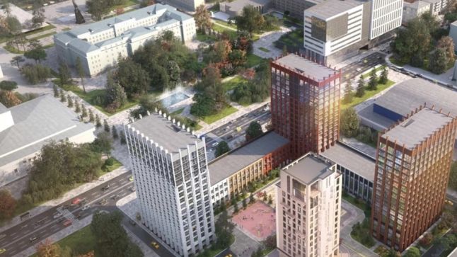 Новый ЖК на площади Сахарова на фоне возможного будущего окружения