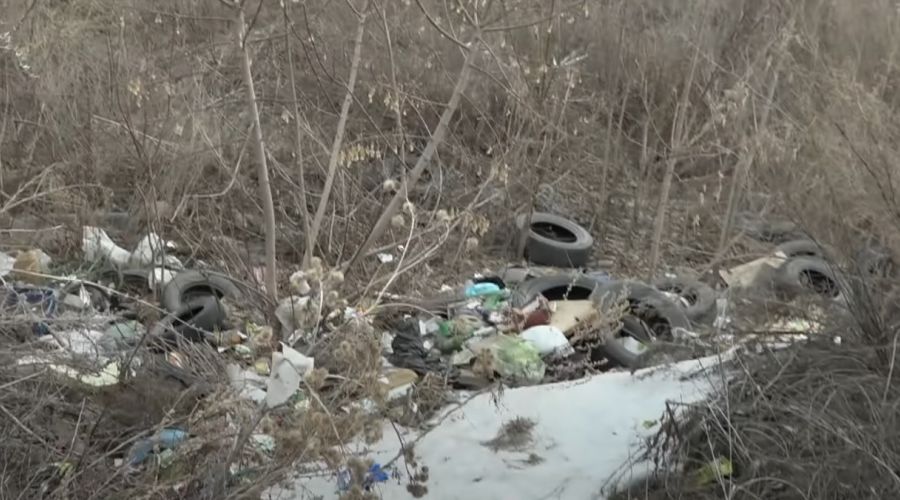 На пустыре за ТЦ «Европа» в Барнауле оттаяли горы мусора