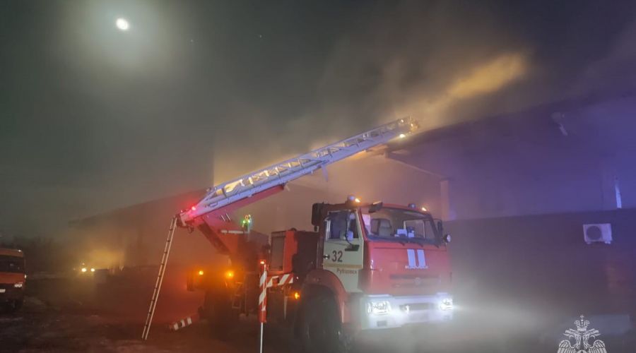 МЧС привлекло пожарный поезд к ликвидации крупного возгорания в Рубцовске (обновлено)