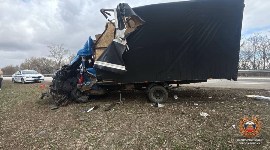 В Бийском районе произошло жесткое лобовое столкновение двух большегрузов