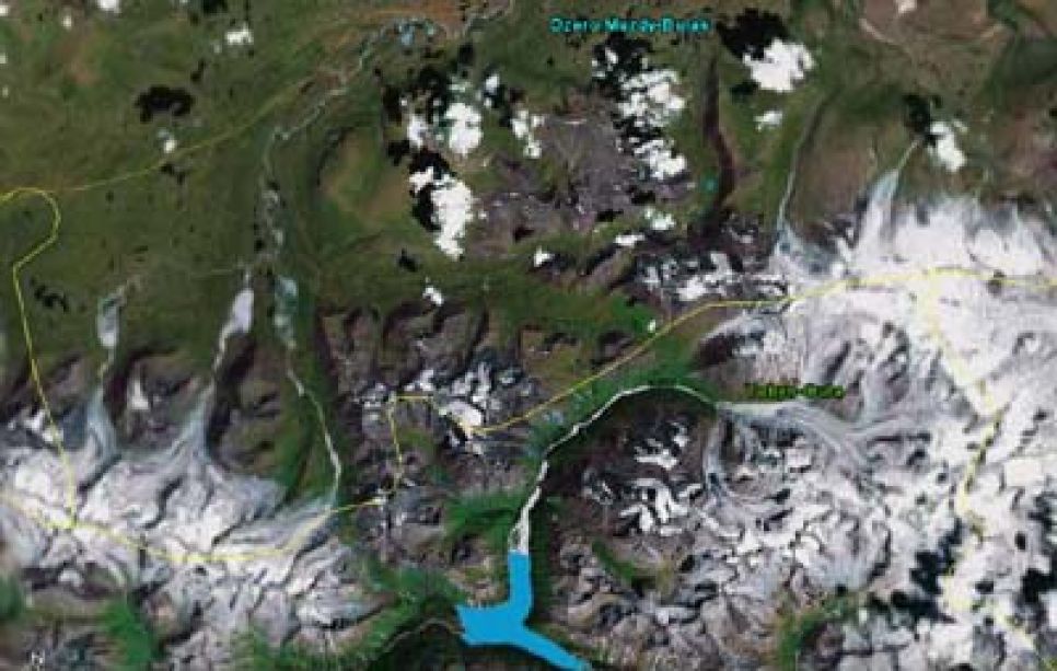 Карта участка российско-китайской границы в Алтайских горах.