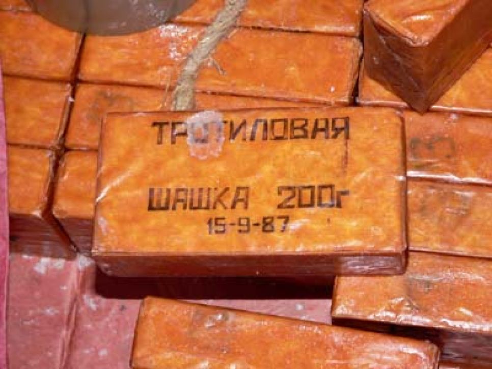 В Поспелихе УФСБ по Сибирскому военному округу изъято около 40
килограммов тротила, который был похищен из воинской части.