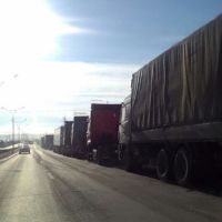 В Алтайском крае около 100 большегрузов выстроились на трассе в знак протеста