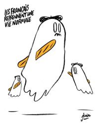 Карикатура от Charlie Hebdo: «французы возвращаются к нормальной жизни»