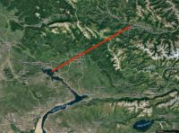 Прямая между Бухтарминским водохранилищем и Катунью