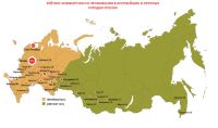 Карта с указанием итогового балла городов