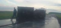 Сгоревший на алтайской трассе грузовик