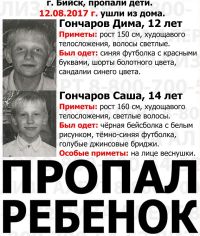 Ориентировка на пропавших детей