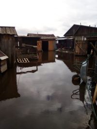 Двор одного из подтопленных домов