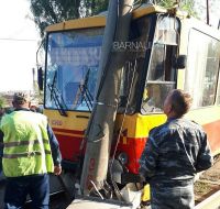 Трамвай после ДТП