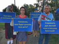 Местные жители и партийцы на пикете