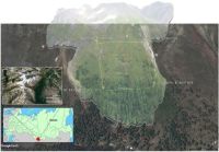 Трехмерная модель исследуемого участка на склоне горы над научно-исследовательской станцией «Актру» в Горном Алтае, наложенная на последнее имеющееся (2017 год) спутниковое изображение этого района