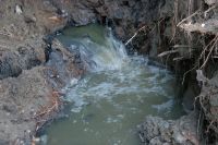 Жидкость выбивается прямо из берега