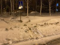 В этом месте, судя по знаку, должен быть пешеходный переход