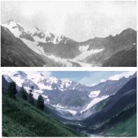 Сравнение объемов ледника Геблера в 1890-х и 2011 годах