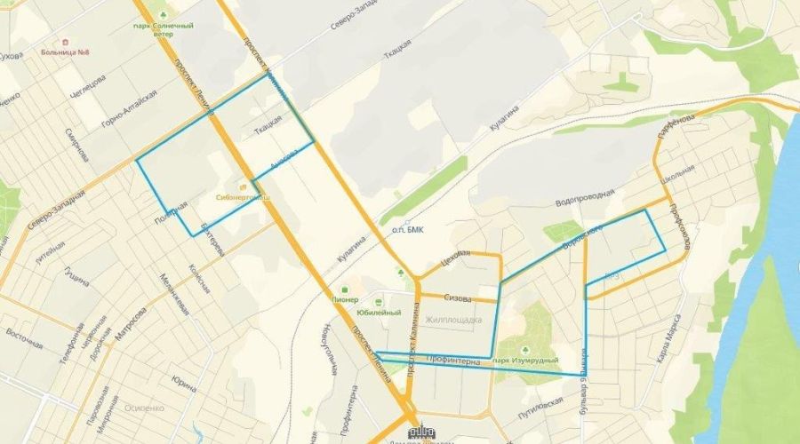 Карта отключений воды в Барнауле