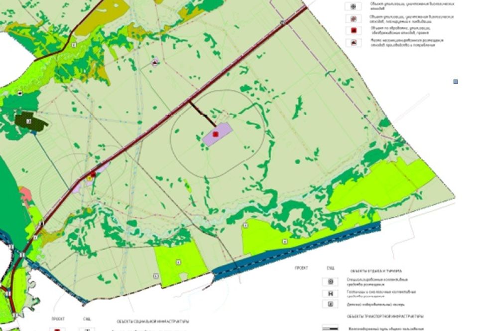 Розовым выделена зона для размещения КПО