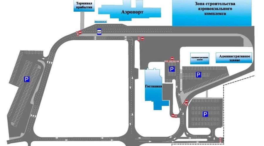 Схема движения автомобилей на время реконструкции привокзальной площади Барнаульского аэропорта