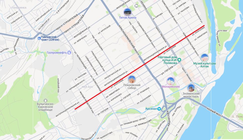 Примерный маршрут водопровода