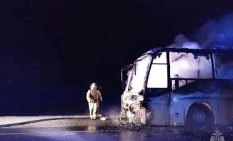 В Третьяковском районе сгорел автобус