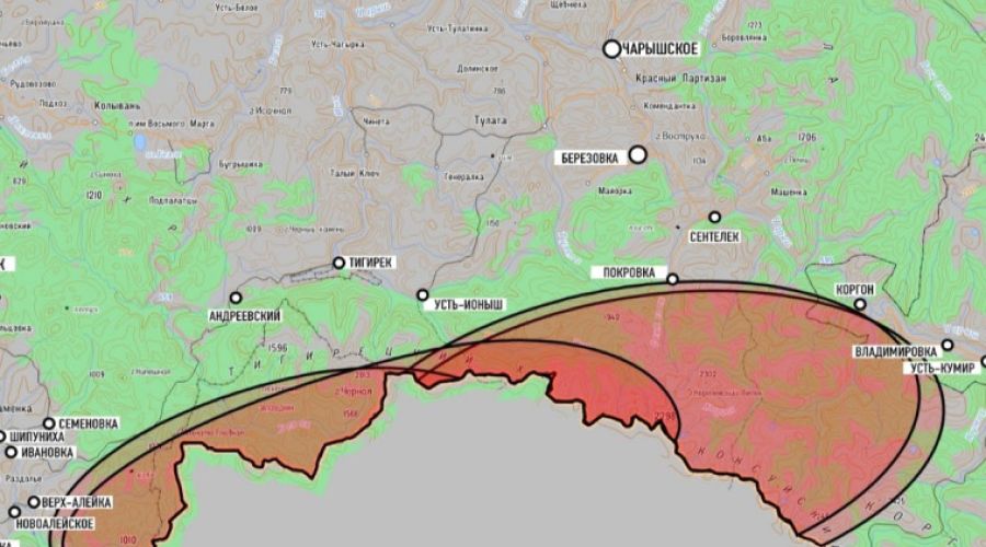 район падения обломков