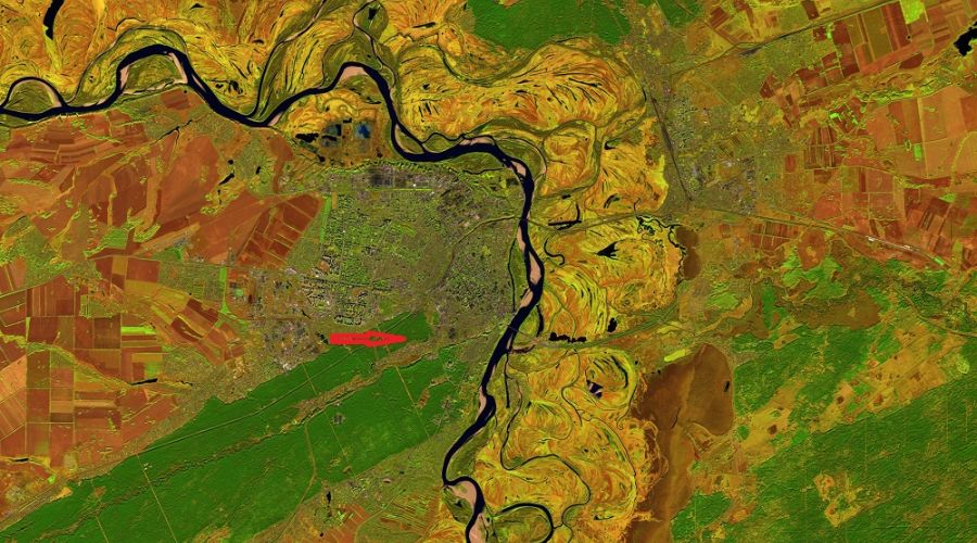 Место рубок отмечено стрелкой